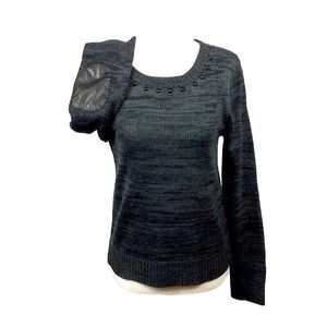 SANCTUARY Faux Patch Studded Marled Sweater XS